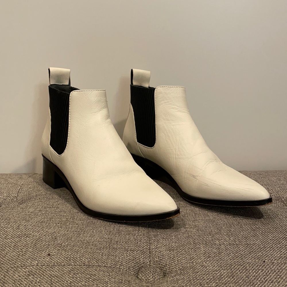 White Leather Bootie